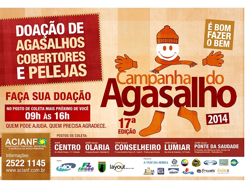 Ainda dá tempo de doar: 17° Campanha do agasalho da Acianf tem prazo de arrecadação prorrogado