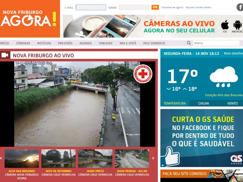 Cruz Vermelha de Nova Friburgo disponibiliza câmeras para monitorar o rio Bengalas. Cruz Vermelha de Nova Friburgo disponibiliza câmeras para monitorar o rio Bengalas.